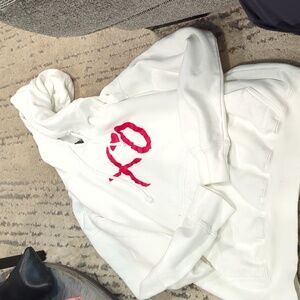 True love The Weekend Hoodie White with red XO and heart