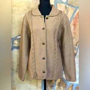 WORTHINGTON Classic Wool Cardigan Sweater Tan (Large)