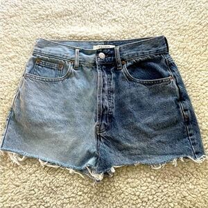 PacSun Two Tone Button Fly Denim Jean Shorts 90’s Girlfriend Style Size 26