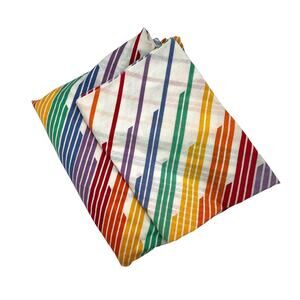 Vintage Rainbow Stripe Flat Bedsheet & Pillowcase Full Size Textile Supply