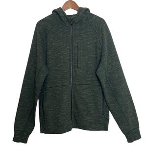 Lululemon Hoodie Men's Large Heathered Green Fleece Best Coast Zip Sweatshirt