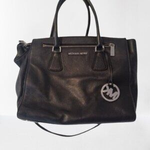 Michael Kors Shoulder Bag Black Pebbled Leather