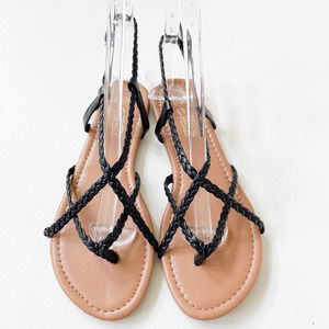 Mata Shoes Black Braided Straps Sandals GARDEN