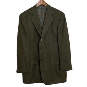 Ermenegildo Zegna Sport Coat Mens 44R Green Brown Nailhead Wool Cashmere Blazer