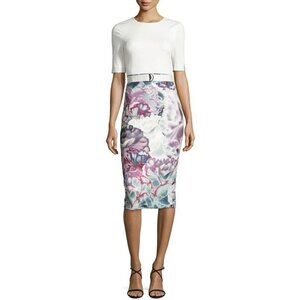 BNWT Ted Baker London Stephie Illuminated Bloom Contrast Dress