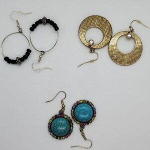 Lot of 3 Handmade Hoop Earrings