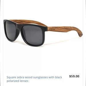 GOWOOD | Square zebra wood sunglasses with black polarized lenses