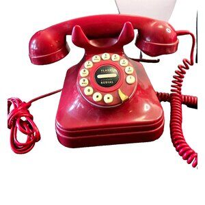 Pottery Barn Grand Phone Rotary-Style Dial Tone Desktop Red Vintage Style