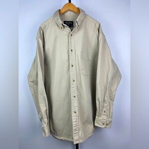 Eddie Bauer Denim Khaki Tan Long Sleeve Button Up Collared Shirt