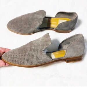 Dolce Vita gray Cody perforated suede slip on D’orsay flats sz8.5