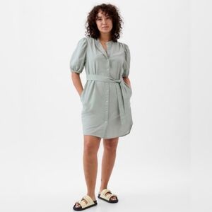 NWT Linen-Cotton Puff Sleeve Mini Shirtdress - XXL Tall