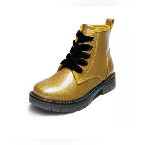 Dream Pairs Girls Gold Rainbow Glitter Ankle Boots Lace Zip Combat Boots