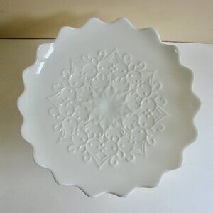 Vintage 60s Fenton Spanish Lace White Milk Glass Cake Stand Wedding Pedestal