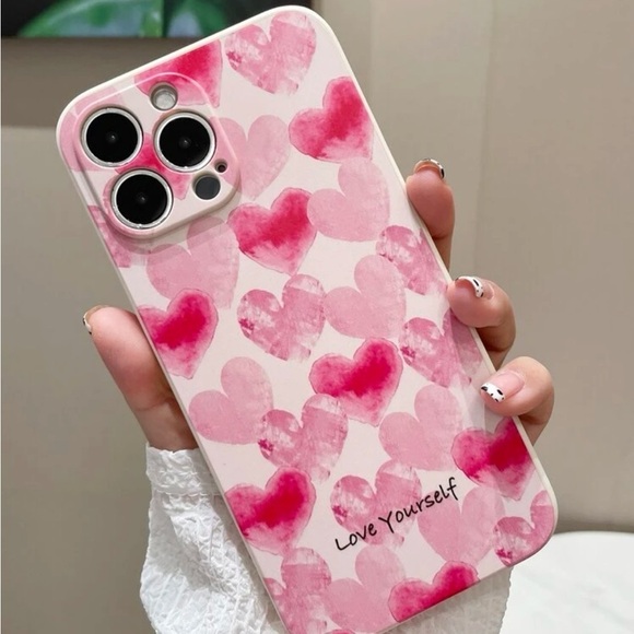 ⚠️Clearance iPhone 13/Pro/Pro Max Pink Hearts Pattern Phone Case - Picture 1 of 4