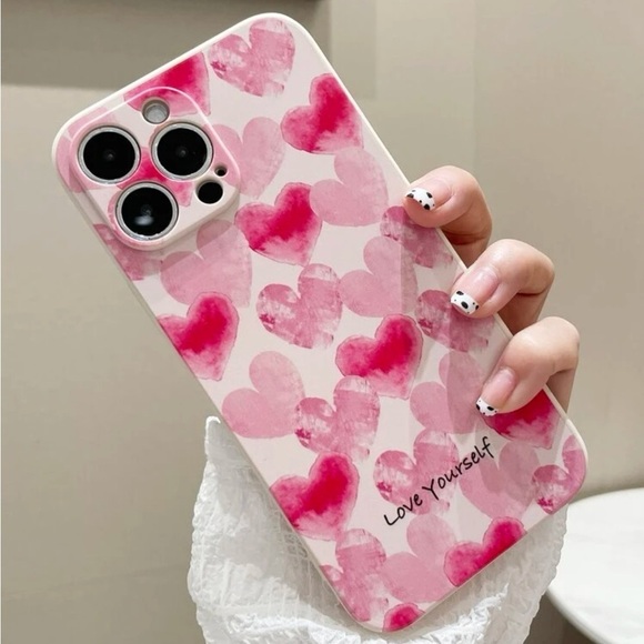 ⚠️Clearance iPhone 13/Pro/Pro Max Pink Hearts Pattern Phone Case - Picture 3 of 4