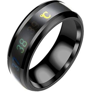 Men’s Stainless steel black temperature sensing ring size 10