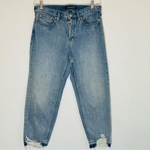 Calvin Klein High Rise Classic Straight Light Wash Frayed Edge Jean Size 30