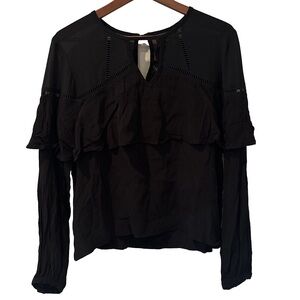 Minkpink black ruffle blouse size large