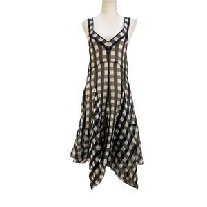 Marissa Webb Check Printed Dress Black Sleeveless