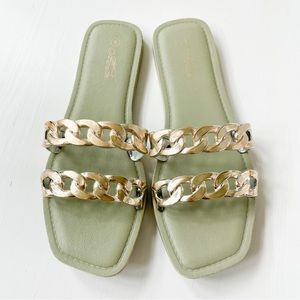 Mata “Wanderlust” Green Slide Sandals