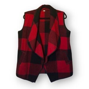 Buffalo plaid fleece vest plus size L