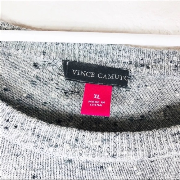 Vince Camuto gray and black confetti stripe sweater XLarge Like New - Picture 4 of 5