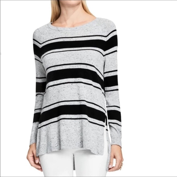 Vince Camuto gray and black confetti stripe sweater XLarge Like New - Picture 1 of 5