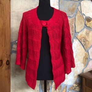 MADISON Wool Alpaca Blend Bell Sleeve Red Sweater (L)