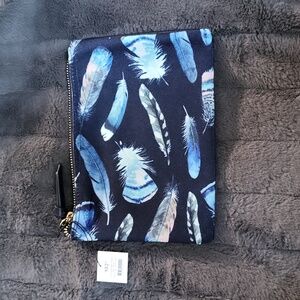 NWT! Medium Sized Blue Feathers Pouch!