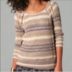 Free People tan, cream and taupe stripe sweater Sm