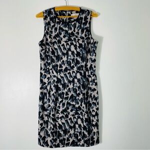 Loft Black, Gray & Beige Short Sleeved Knee Length Dress Size 6