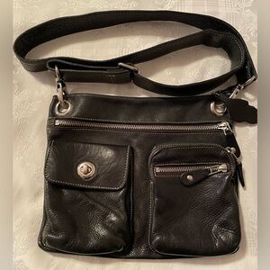 Roots vintage black pebbled leather crossbody bag