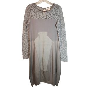 Sundance dress women’s small taupe lace knit long sleeve midi keyhole back