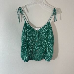 Sienna Sky M Medium Tank Top Cami Camisole Green White