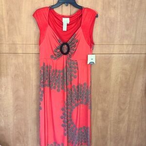 DONNA Morgan Ladies Dress Orange Print, Size 14 . NWT