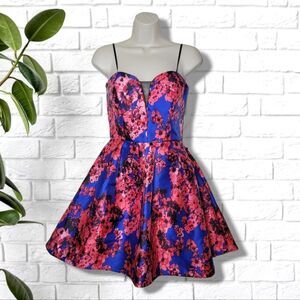 NWT B Darlin Juniors' Illusion Printed Cherry Blossom Strapless Skater Dress