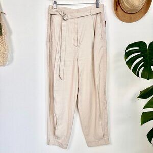 Dynamite Womens Cargo Pants Size 8 Beige Tie Front High Waisted Relaxed  Tapered