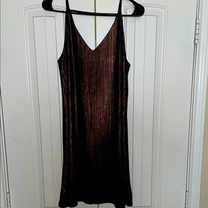 Shimmery Brown Grey Metallic Mini Swing Dress