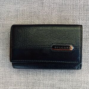 Bulgari key case leather black