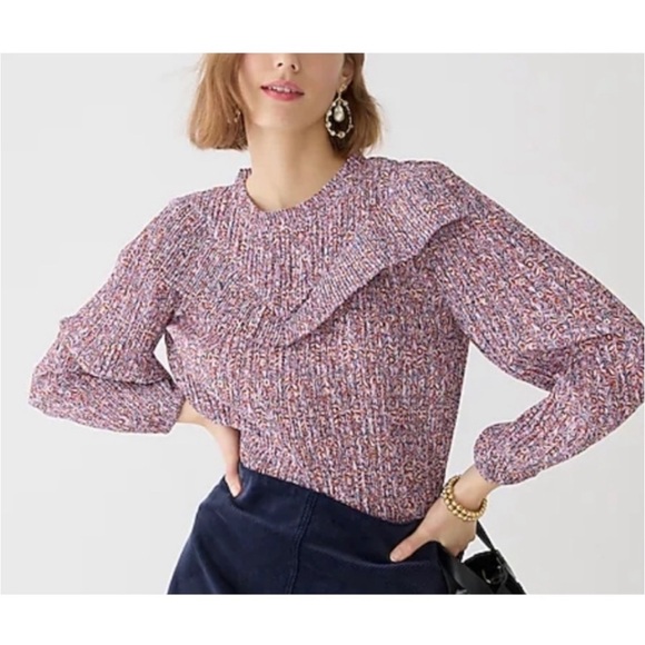 J. Crew Chiffon Crinkle Accordion Pleated V-Detail Floral Fields Print Top - Picture 1 of 9