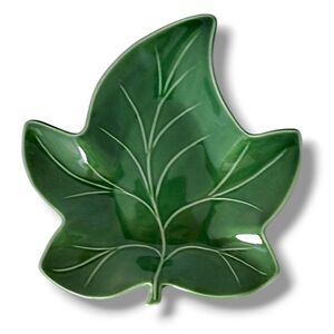 1950s Hall Pottery Green Maple Leaf Dish 695