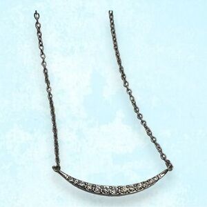 Women’s Fossil Silver Crescent CZ Encrusted Pendant Necklace