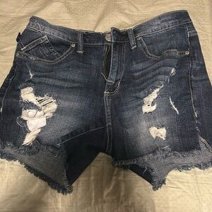 rock & republic Denim Stretch Hula Shorts - 6