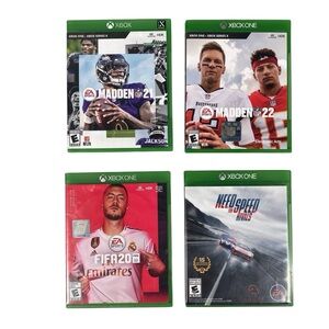 Xbox One Sports Games Lot of 4 Tested Madden 21/22 FIFA 20 Need for Speed Rivals