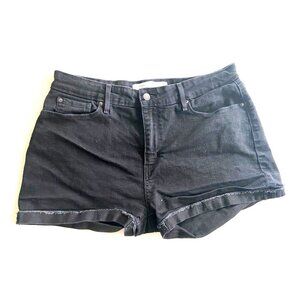 Signature Levis Strauss Women's High Rise Black Denim Shorts Size 32