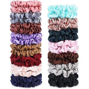 Women 30Pcs Small Silk Elastics  Ponytail Holders Hair Scrunchies