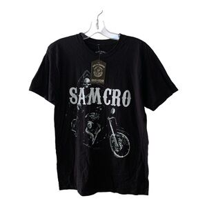 Sons of Anarchy Reaper SAMCRO 2 Sided Graphic T Shirt Black & White Biker Medium