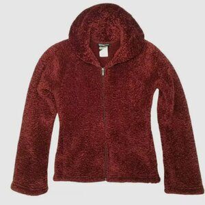 VTG Patagonia Synchilla Fleece Teddy Curly-Q Cardigan Burgundy Red Women Small