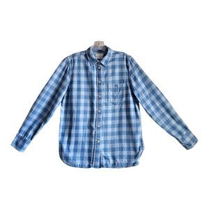 J. CREW Women's 8 Shirt Blue Buffalo Check Button Up, Long Sleeve Bust 40"