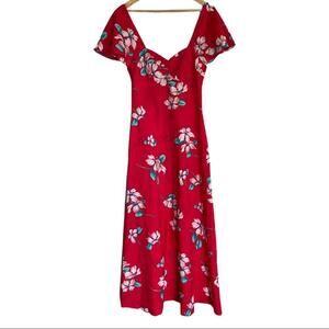 Vintage Hawaiian Nei Red Floral Maxi Dress  Small